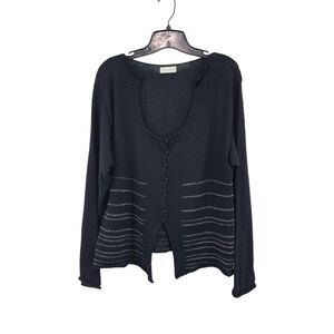 Krista Larson Women's Knitted Stripes Button Front Cardigan Sweater -